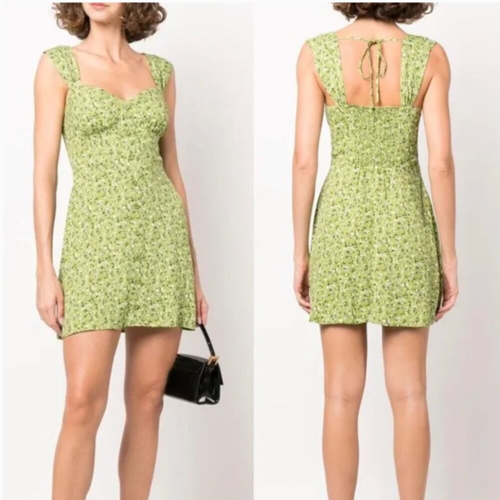Reformation Light Green Floral Mini Dress